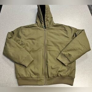 Woolrich Green Label Plaid Lined Canvas Hooded Workwear Jacket—Mens Medium